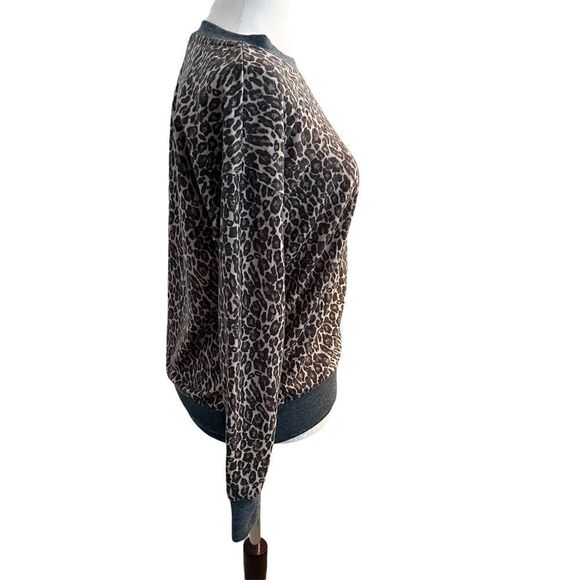 Splendid Cheetah Print Long Sleeve Lightweight Crew Neck Sweatshirt XS - Picture 4 of 8